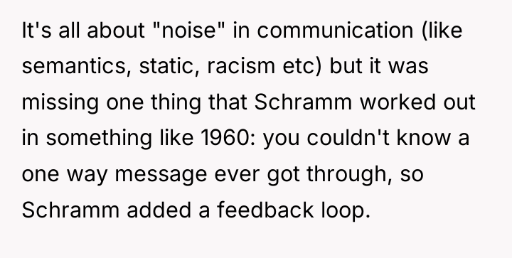 It's all about "noise" in communication (like semantics, static, racism...