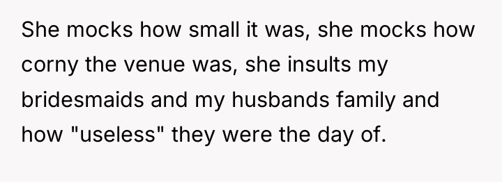 She mocks how small it was, she mocks how corny...