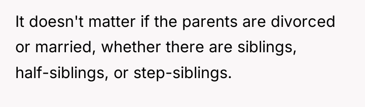It doesn't matter if the parents are divorced or married,...