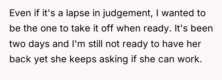 Even if it's a lapse in judgement, I wanted to...