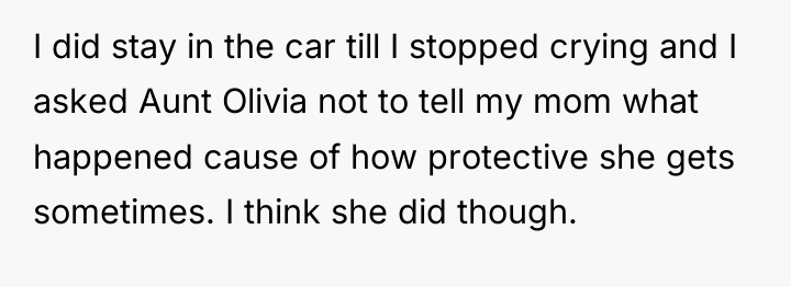 I did stay in the car till I stopped crying...