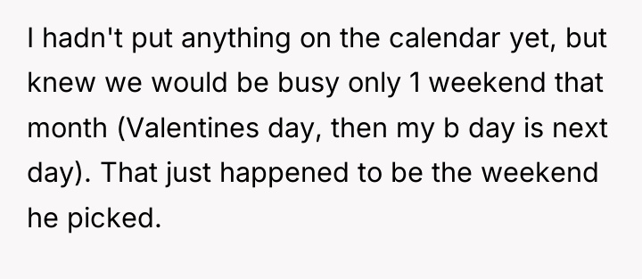 I hadn't put anything on the calendar yet, but knew...