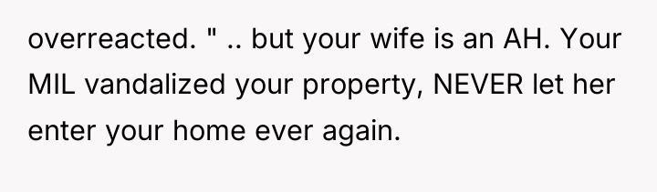 overreacted. " .. but your wife is an AH. Your...