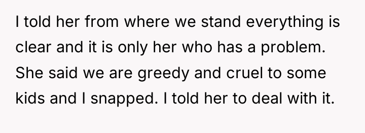 I told her from where we stand everything is clear...