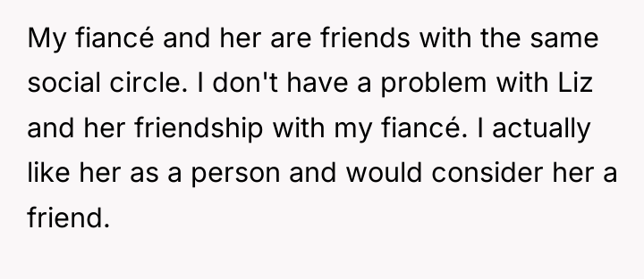 My fiancé and her are friends with the same social...