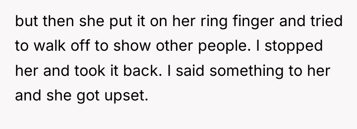 but then she put it on her ring finger and...