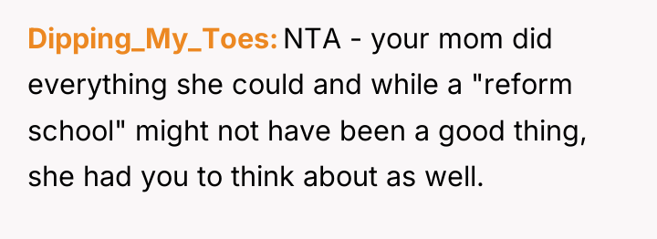 Dipping_My_Toes NTA - your mom did everything she could and...