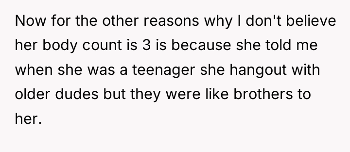 Now for the other reasons why I don't believe her...