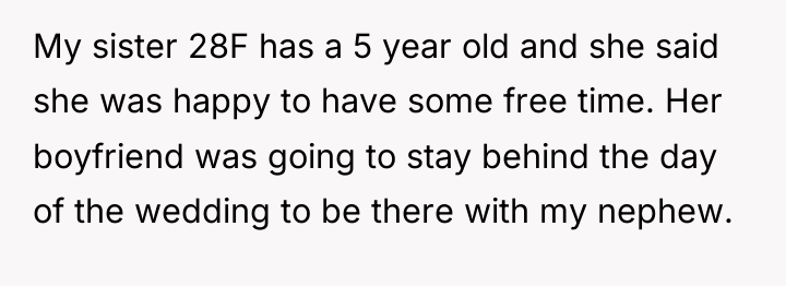 My sister 28F has a 5 year old and she...