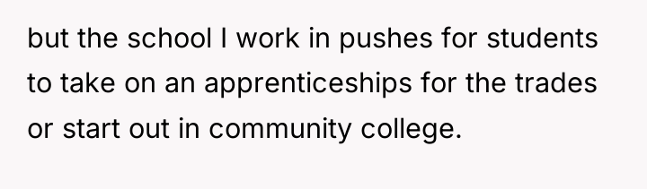 but the school I work in pushes for students to...