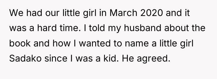 We had our little girl in March 2020 and it...