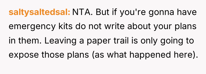 saltysaltedsal NTA. But if you're gonna have emergency kits do...