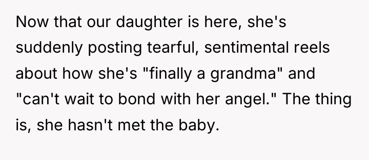 Now that our daughter is here, she's suddenly posting tearful,...
