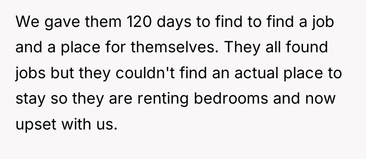 We gave them 120 days to find to find a...