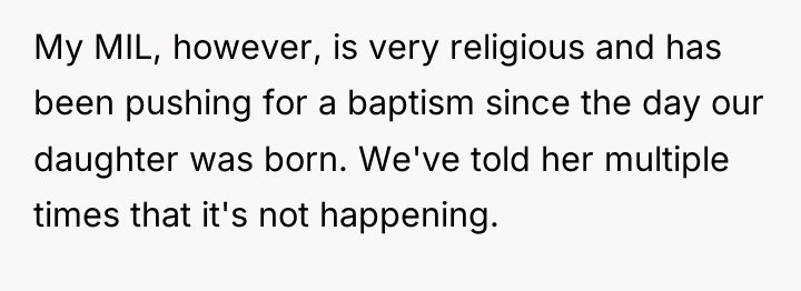 My MIL, however, is very religious and has been pushing...
