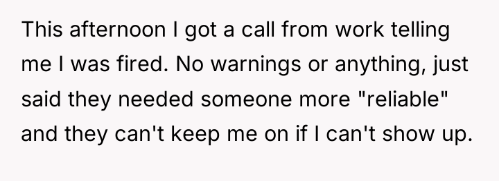 This afternoon I got a call from work telling me...