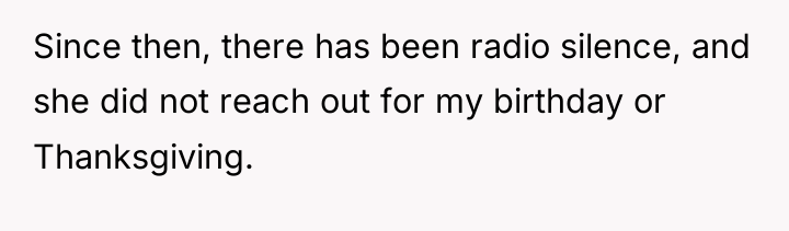Since then, there has been radio silence, and she did...