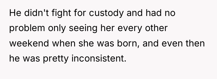 He didn't fight for custody and had no problem only...