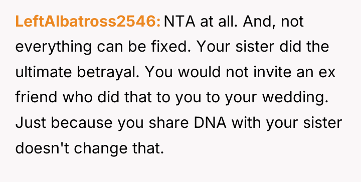 LeftAlbatross2546 NTA at all. And, not everything can be fixed....