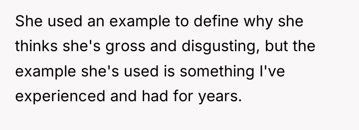 She used an example to define why she thinks she's...