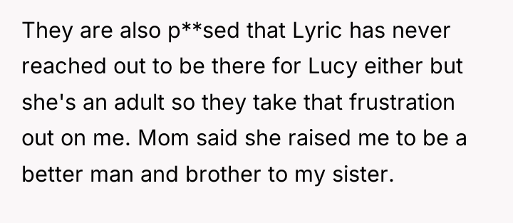 They are also p**sed that Lyric has never reached out...