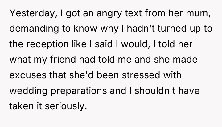 Yesterday, I got an angry text from her mum, demanding...