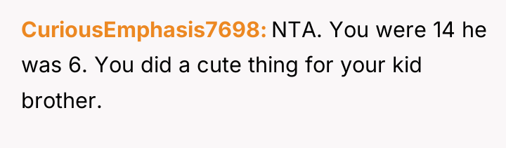 CuriousEmphasis7698 NTA. You were 14 he was 6. You did...