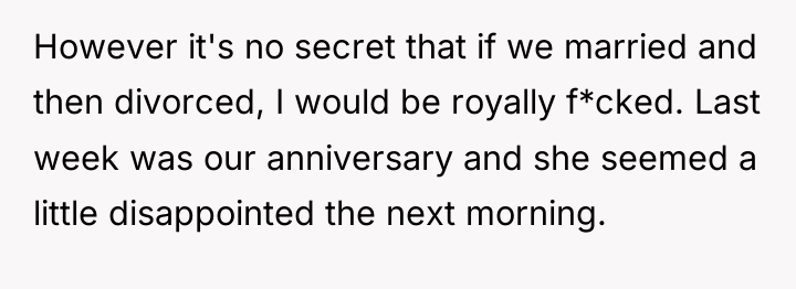 However it's no secret that if we married and then...