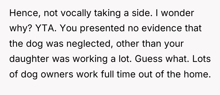 Hence, not vocally taking a side. I wonder why? YTA....