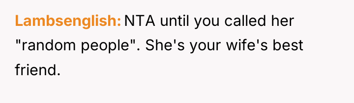 Lambsenglish NTA until you called her "random people". She's your...