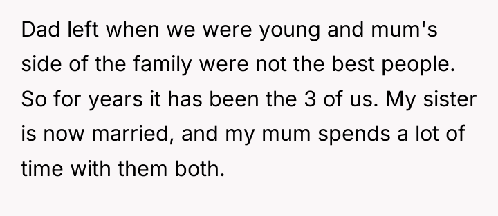 Dad left when we were young and mum's side of...