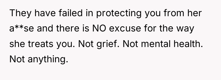 They have failed in protecting you from her a**se and...