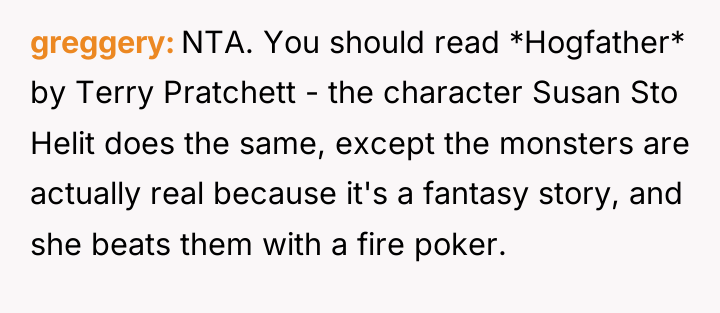 greggery NTA. You should read *Hogfather* by Terry Pratchett -...