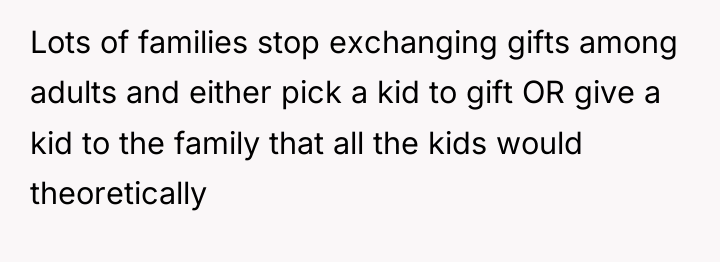 Lots of families stop exchanging gifts among adults and either...