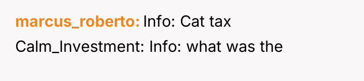 marcus_roberto Info: Cat tax Calm_Investment: Info: what was the