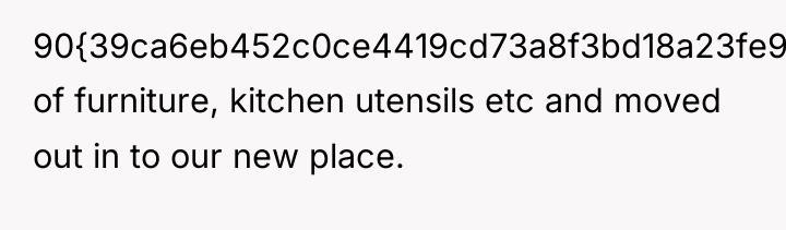 90{39ca6eb452c0ce4419cd73a8f3bd18a23fe95ab4febb092bc2ab1b542eeea82f} of furniture, kitchen utensils etc and moved out in...