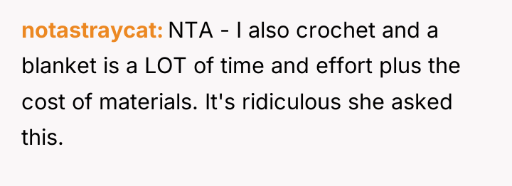 notastraycat NTA - I also crochet and a blanket is...
