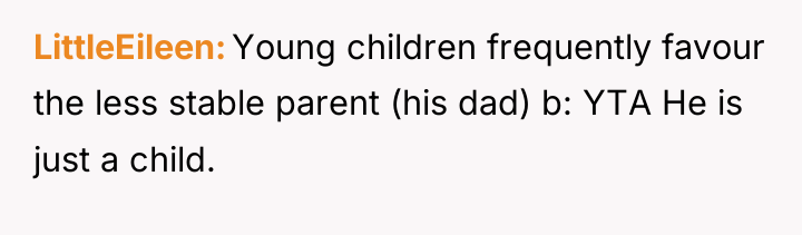 LittleEileen Young children frequently favour the less stable parent (his...