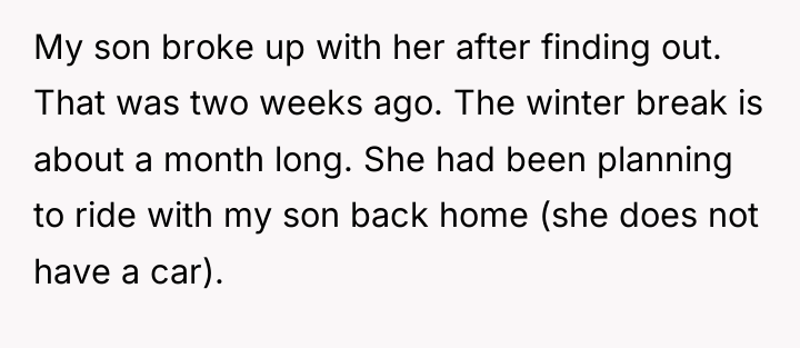 My son broke up with her after finding out. That...