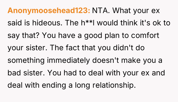 Anonymoosehead123 NTA. What your ex said is hideous. The h**l...