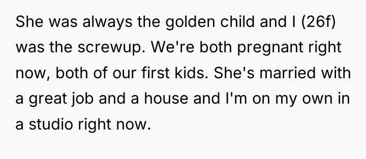 She was always the golden child and I (26f) was...