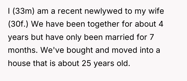 I (33m) am a recent newlywed to my wife (30f.)...