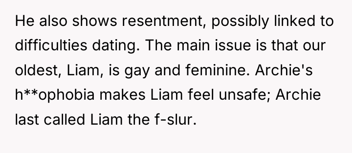 He also shows resentment, possibly linked to difficulties dating. The...