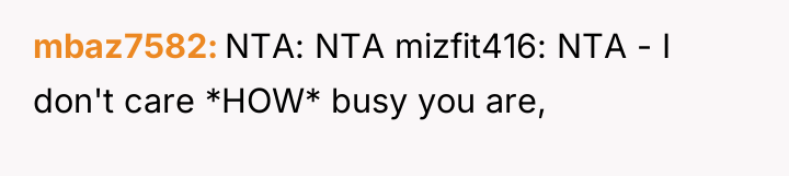 mbaz7582 NTA: NTA mizfit416: NTA - I don't care *HOW*...