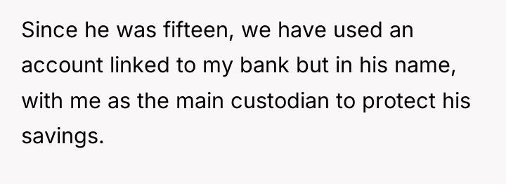 Since he was fifteen, we have used an account linked...