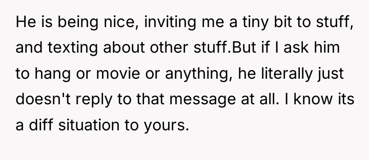 He is being nice, inviting me a tiny bit to...