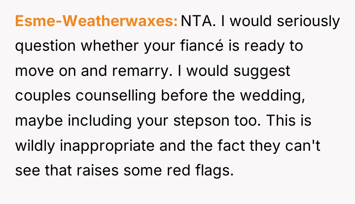Esme-Weatherwaxes NTA. I would seriously question whether your fiancé is...