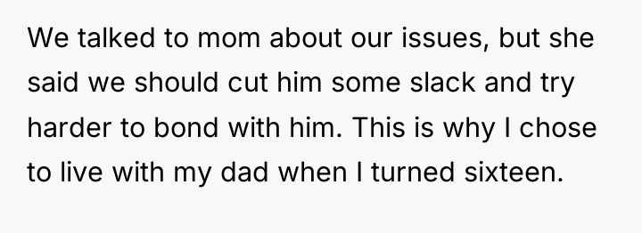We talked to mom about our issues, but she said...