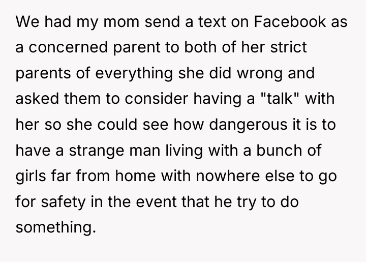 We had my mom send a text on Facebook as...