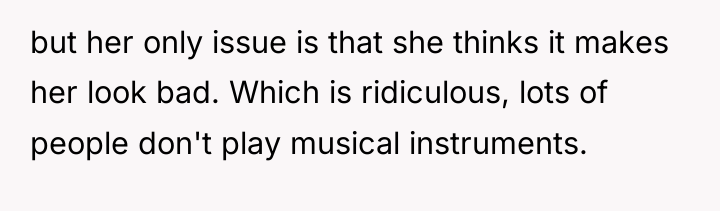 but her only issue is that she thinks it makes...